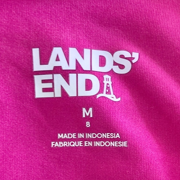 Girl’s size 8 Lands’ End short sleeved pink modest swim top/rash guard - Picture 4 of 6